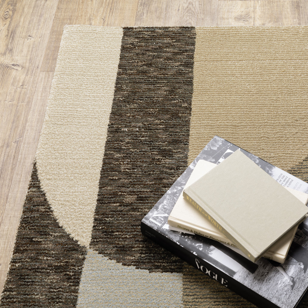 Stain-Resistant Geometric Area Rug in Stylish Brown & Ivory for Homes with Kids & Pets