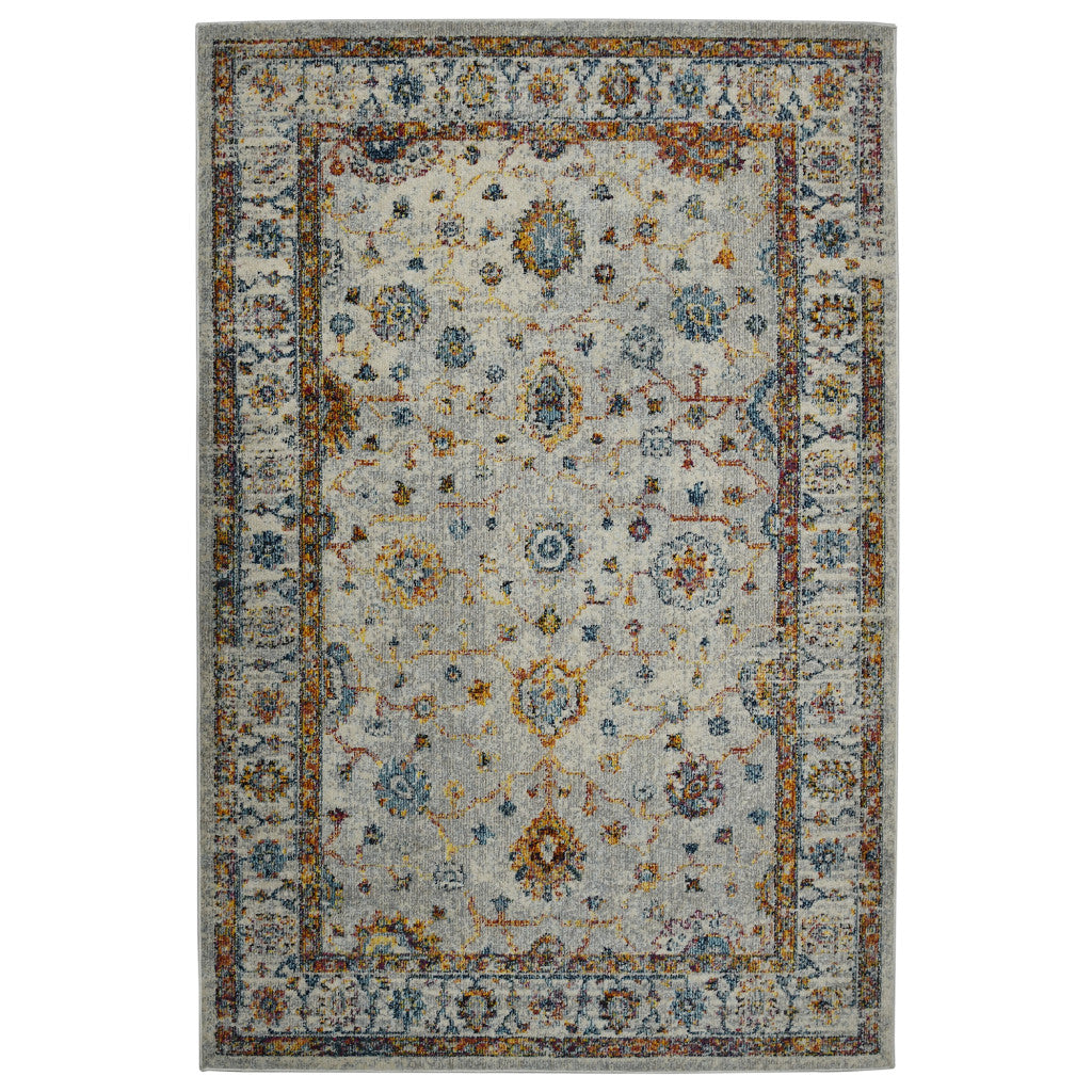 Stain-Resistant Orange & Ivory Floral Power Loom Runner Rug for Kid-Friendly Areas