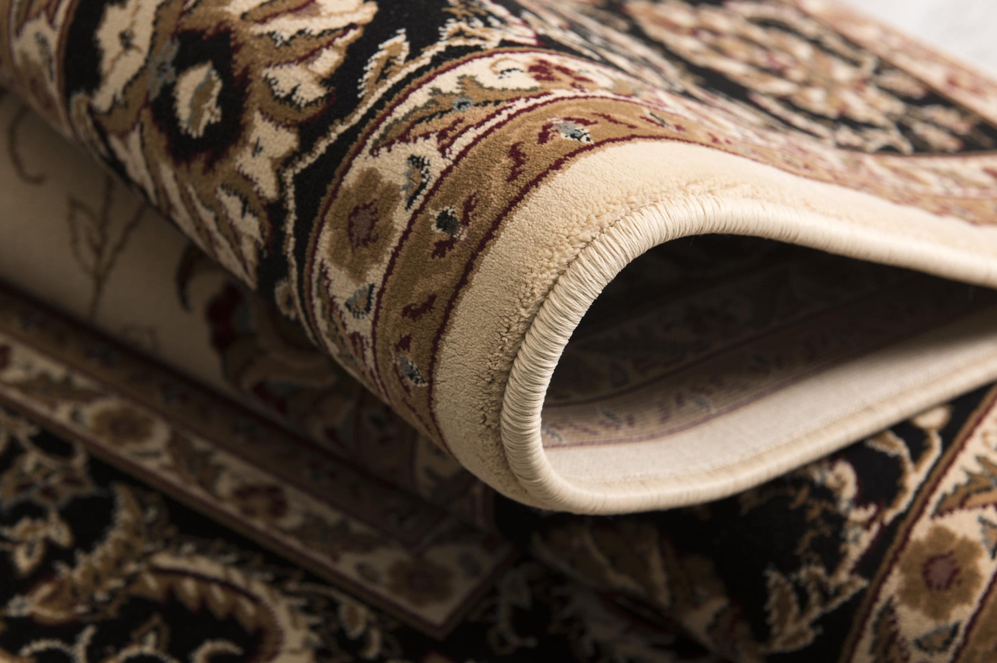 Stylish Black and Ivory Oriental Power Loom Runner Rug for Every Space
