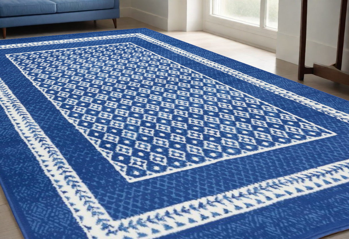 Navy Blue Geometric Dhurrie Area Rug - Add Style and Sophistication to Your Space