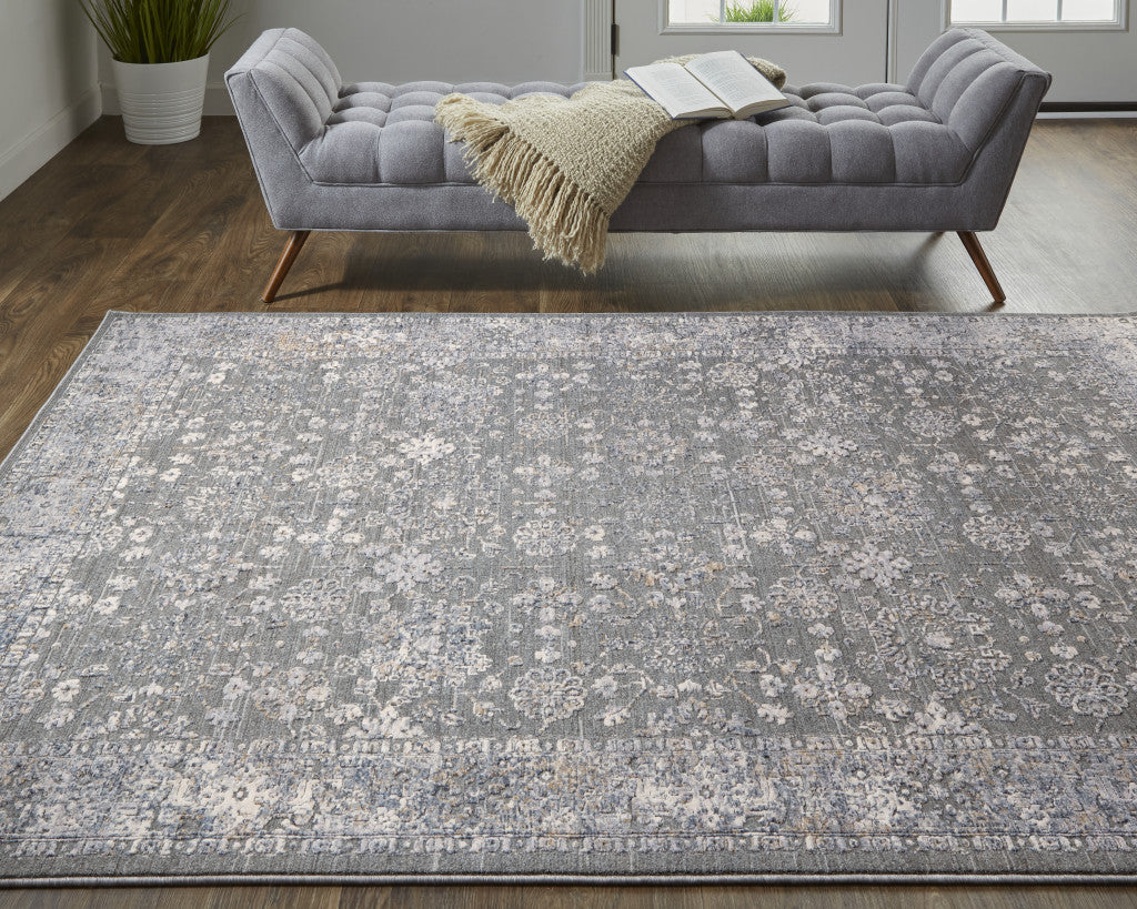 Exquisite Floral Power Loom Area Rug in Warm Taupe and Ivory Shades for Comfortable and Inviting Home Spaces
