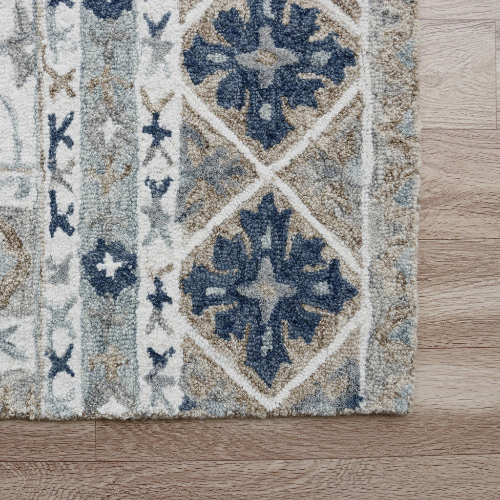 Exquisite Hand-Tufted Blue and Ivory Floral Area Rug for Your Space