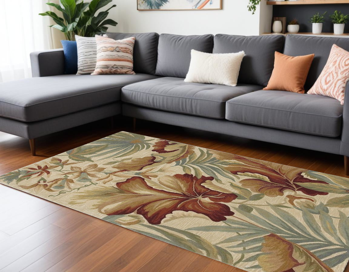 Exquisite Hand - Tufted Wool Floral Design Rug in Elegant Ivory Shade for Contemporary Modern Home Decor