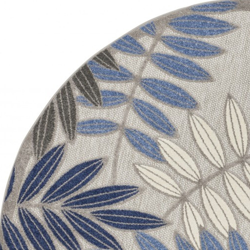 Stylish and Comfortable Elegant Turkish Outdoor and Indoor Area Rug with Grey/Blue Floral Design