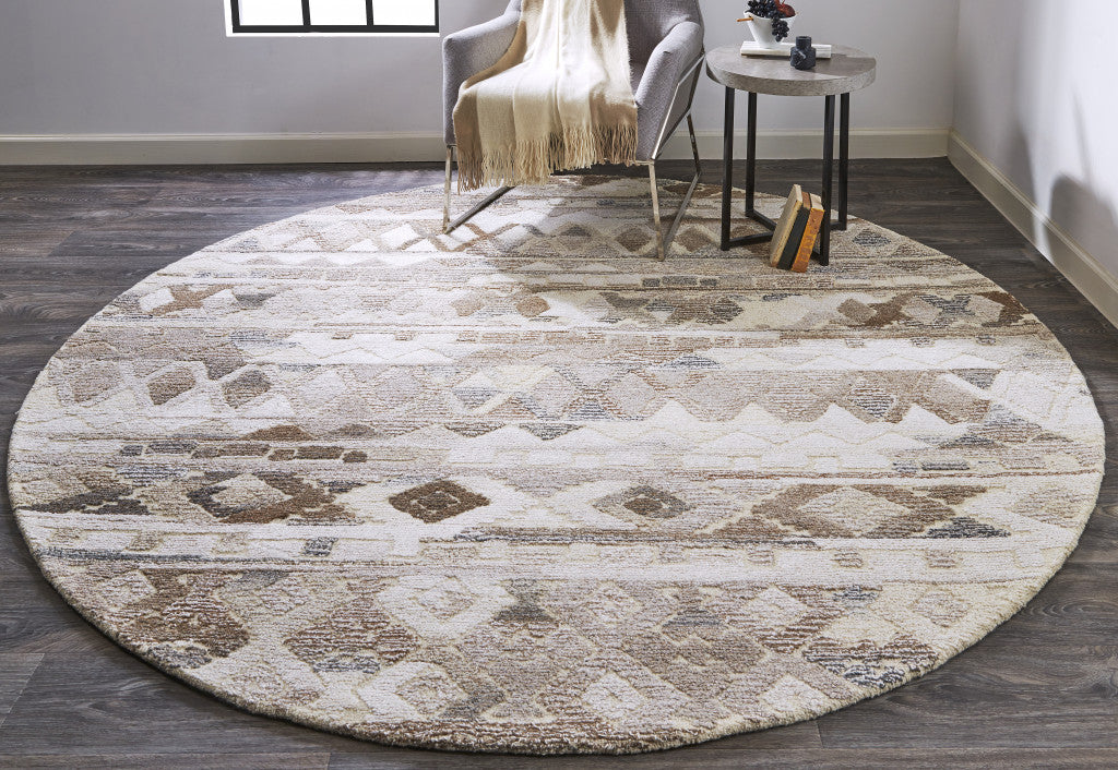 Stylish Geometric Hand-Tufted Wool Area Rug in Beige, Ivory, and Gray to Enhance Your Room's Decor Instantly
