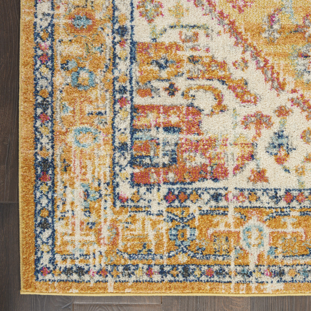 Stylish Turkish Premium Dhurrie Runner Rug in Elegant Yellow and Ivory