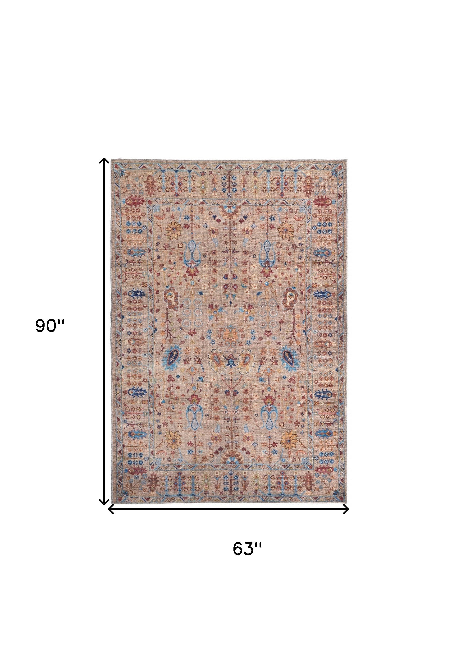 Exquisite Floral Power Loom Area Rug - Stunning Tan, Pink & Blue Design for Adding Warmth and Elegance to Your Living Space
