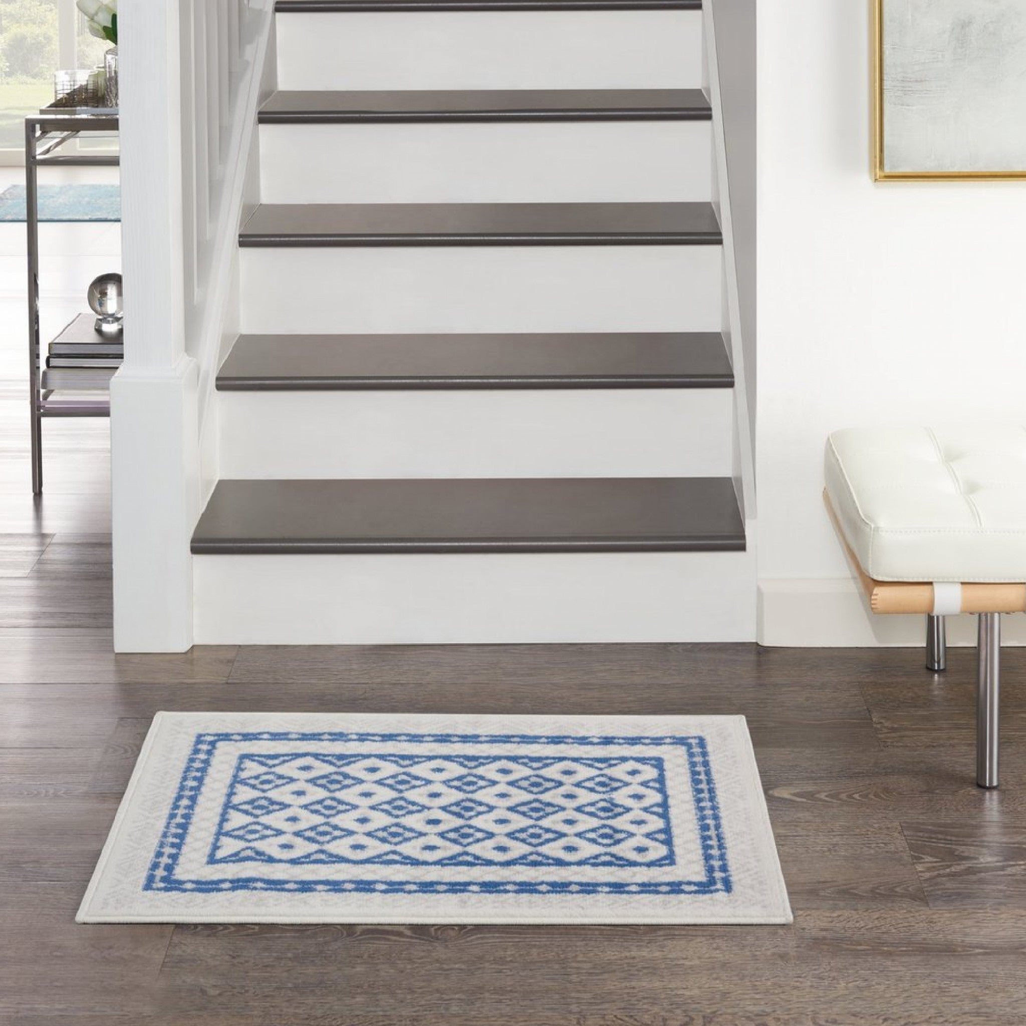 Navy Blue Geometric Dhurrie Area Rug - Add Style and Sophistication to Your Space