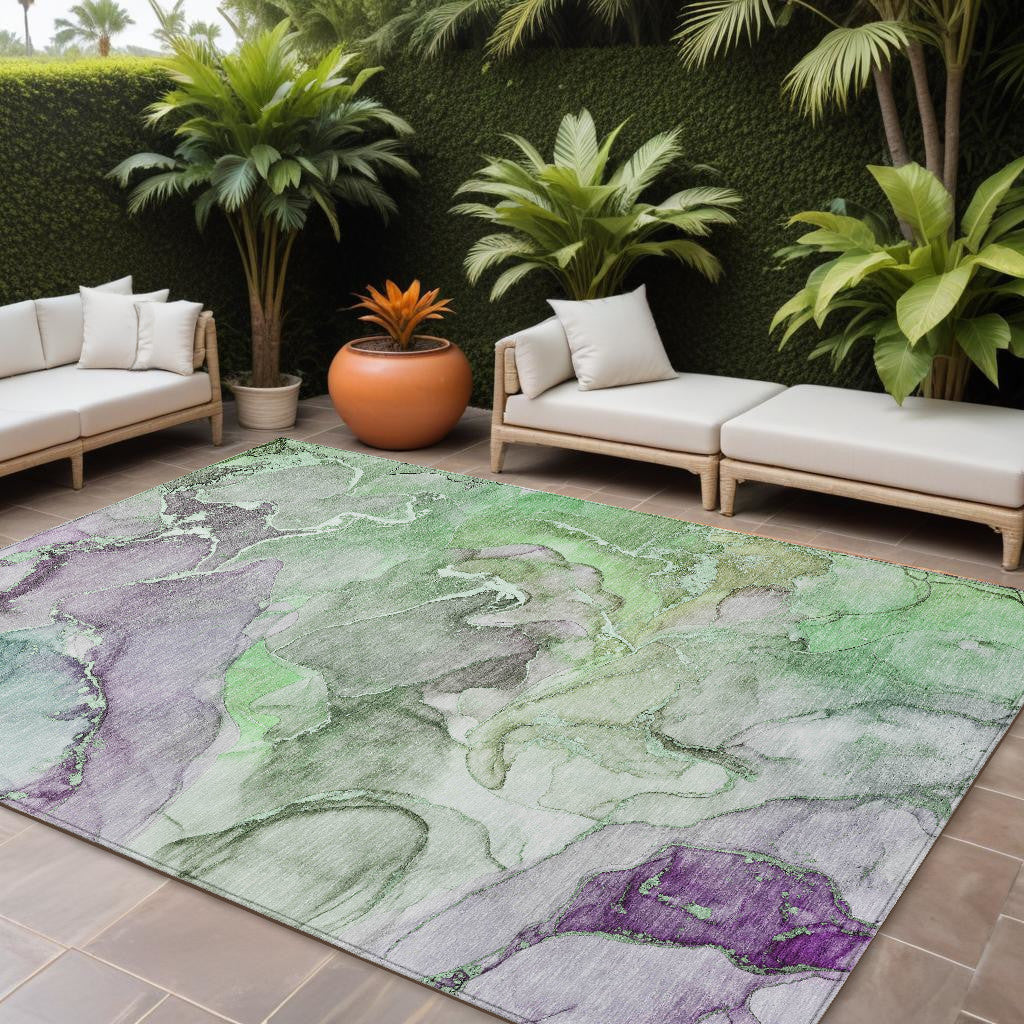 Stylish Blue Abstract Washable Non-Slip Outdoor Runner Rug for Any Space