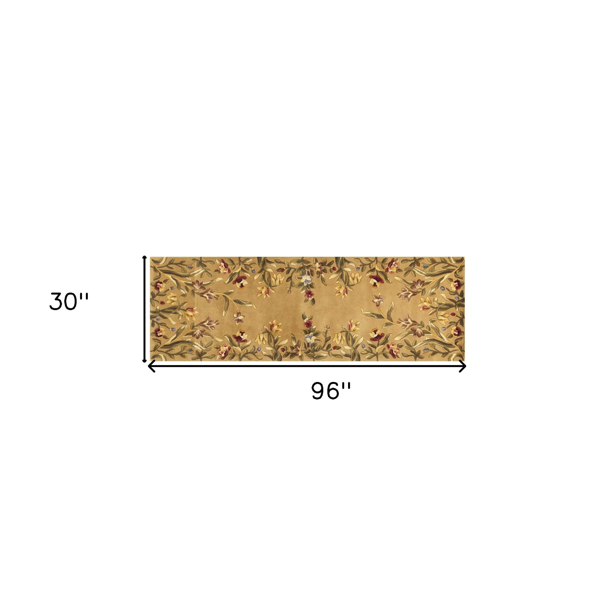 Exquisite Hand - Tufted Wool Floral Area Runner Rug with a Stunning Golden Yellow Design for Sophisticated and Warm Living Spaces