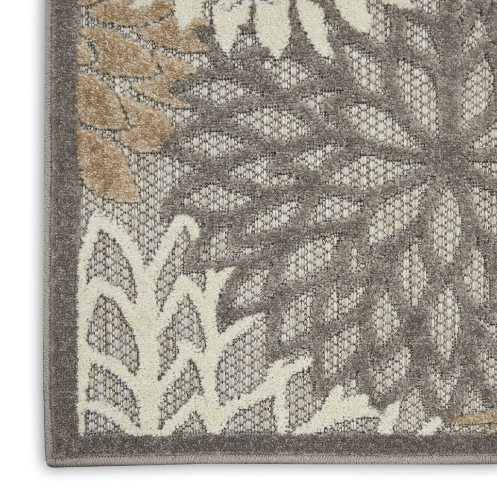 Stylish Gray and Ivory Floral Indoor-Outdoor Area Rug for Comfortable Home Decor