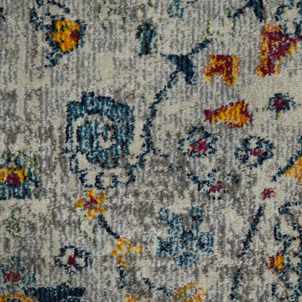 Stylish Orange and Ivory Floral Power Loom Round Area Runner Rug for Enhanced Comfort and Long - lasting Durability