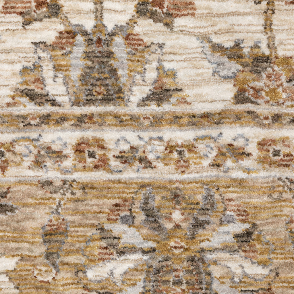 Stain-Resistant, Soft Oriental Runner Rug with Fringe - Timeless Ivory and Blue Design