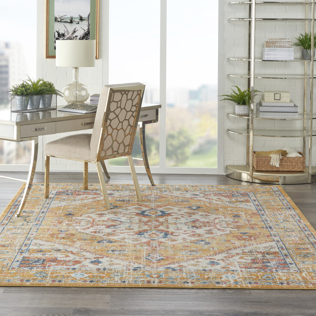 Stylish Turkish Premium Dhurrie Runner Rug in Elegant Yellow and Ivory