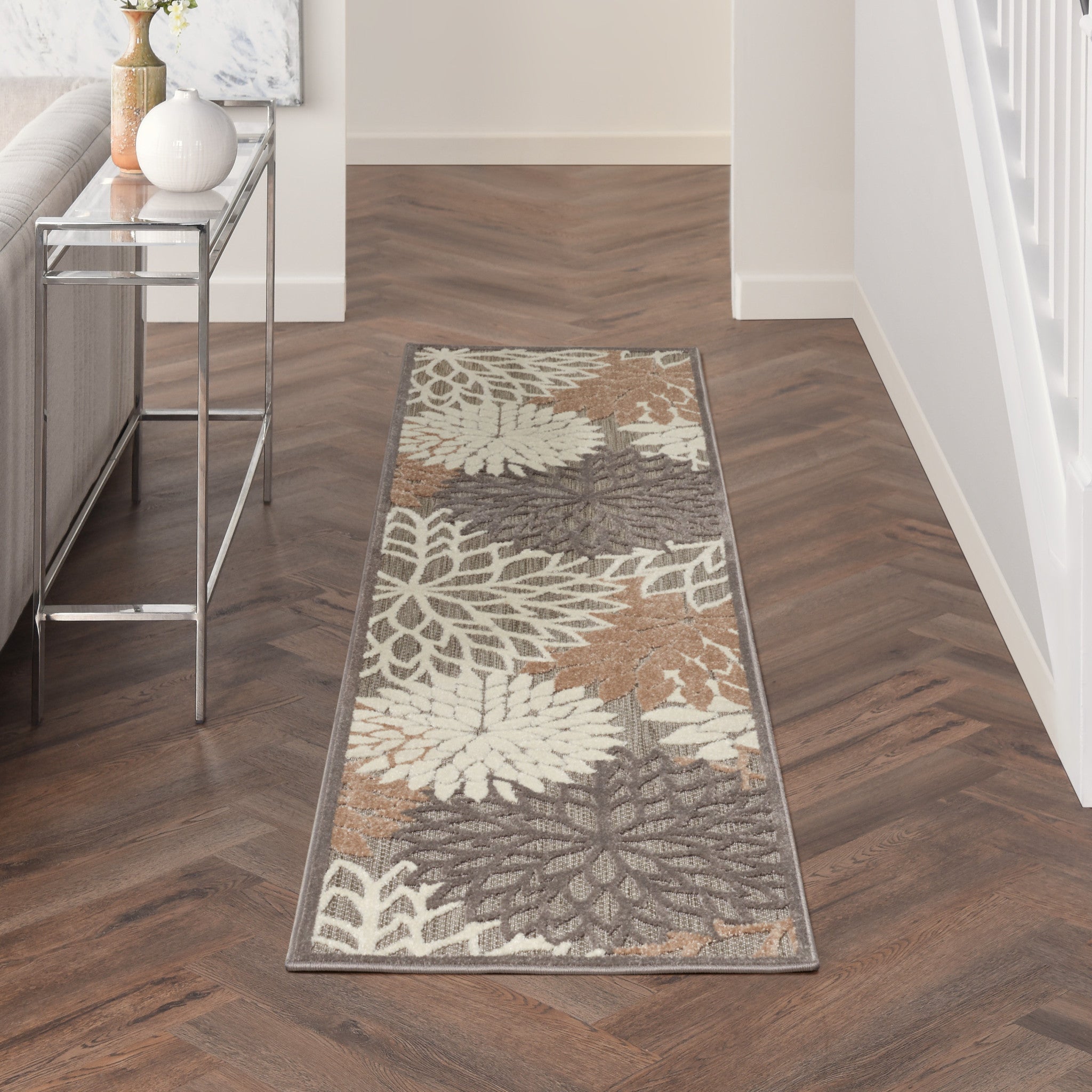 Stylish Gray and Ivory Floral Indoor-Outdoor Area Rug for Comfortable Home Decor
