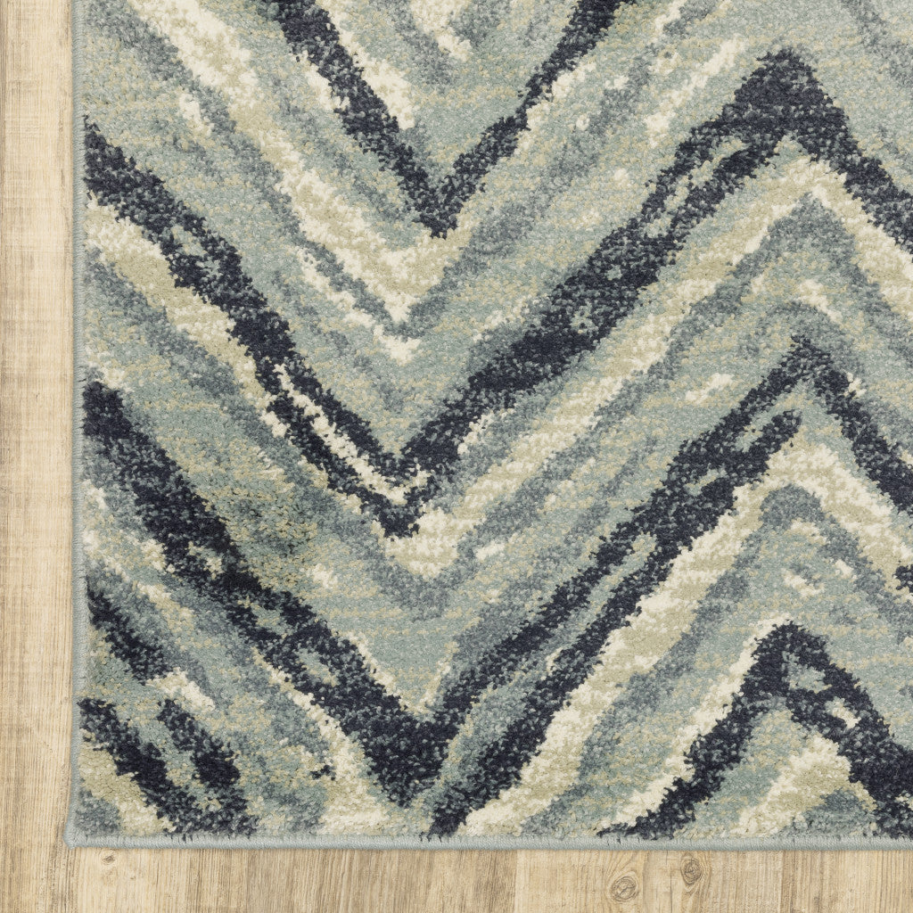 Stain-Resistant Geometric Blue, Ivory, Grey, Beige, and Light Blue Indoor Area Rug Runner with Stylish Design for Any Room