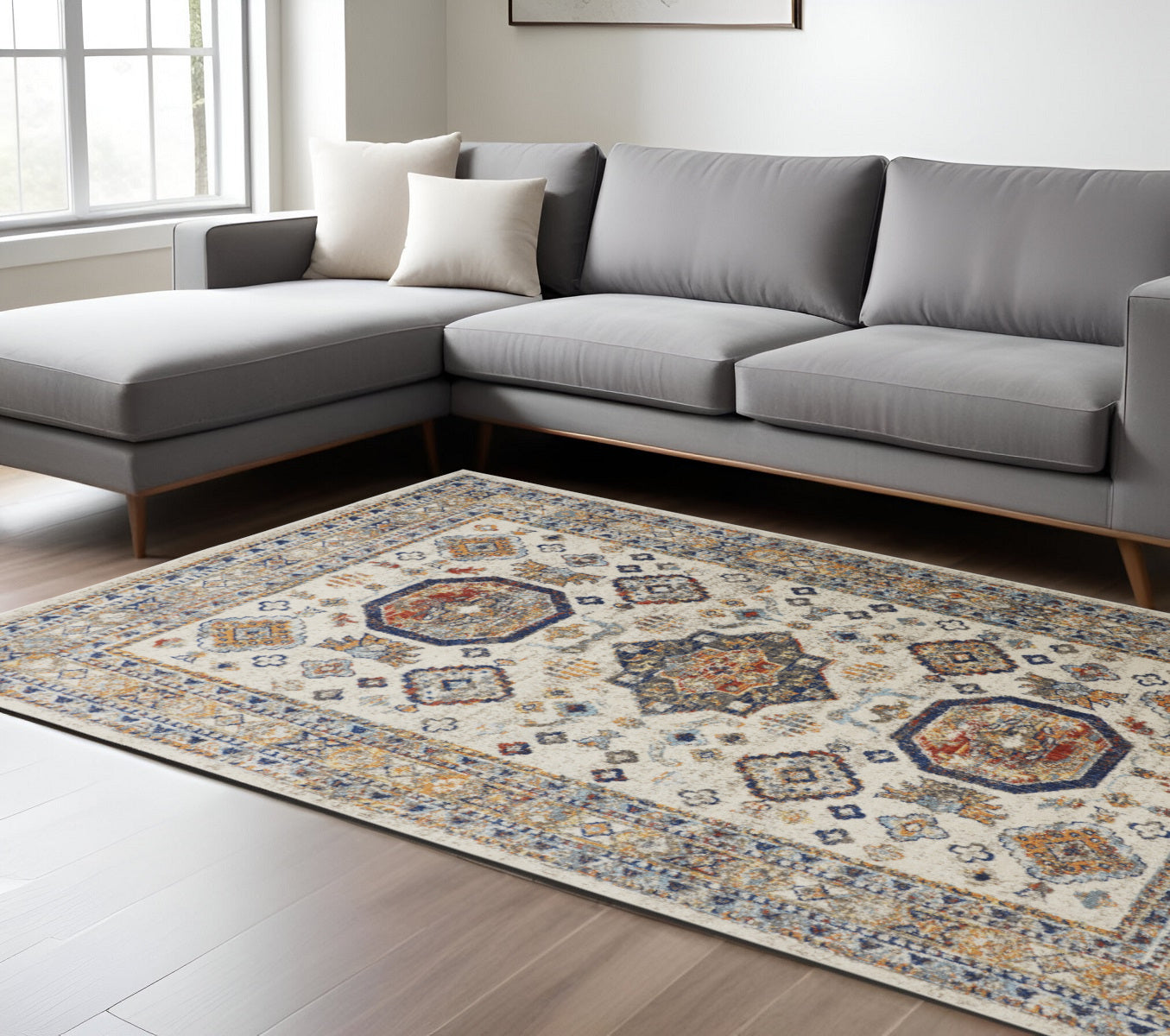 Luxurious Stain-Resistant Floral Area Rug for Family and Pet Spaces