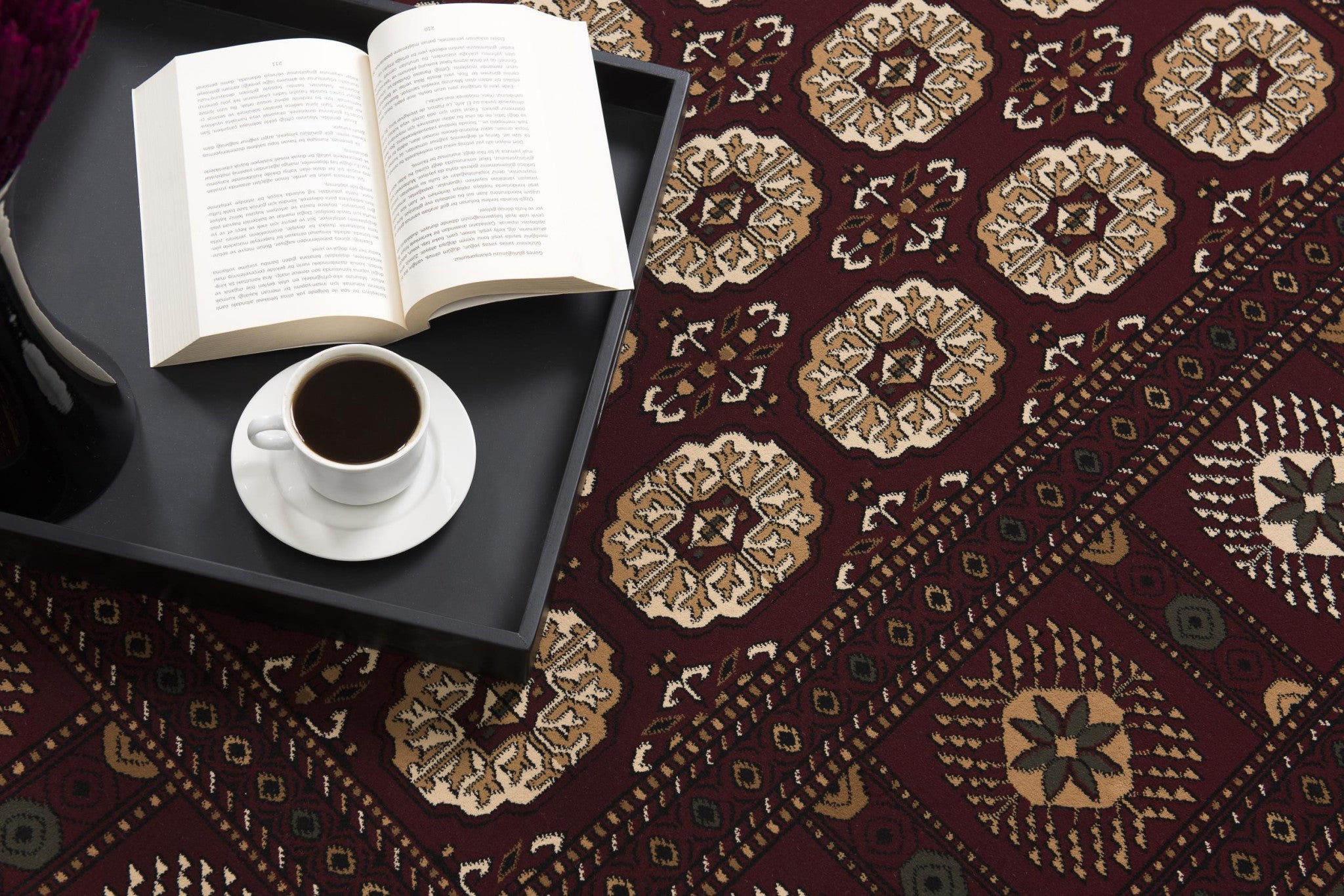 Stylish Red and Ivory Floral Medallion Power - Loomed Runner Rug for Home Décor