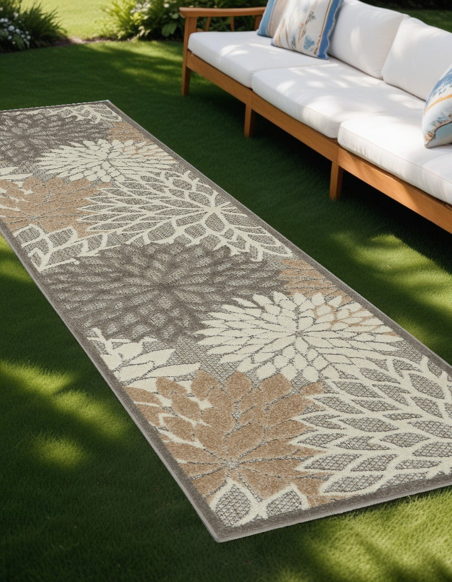 Stylish Gray and Ivory Floral Indoor-Outdoor Area Rug for Comfortable Home Decor