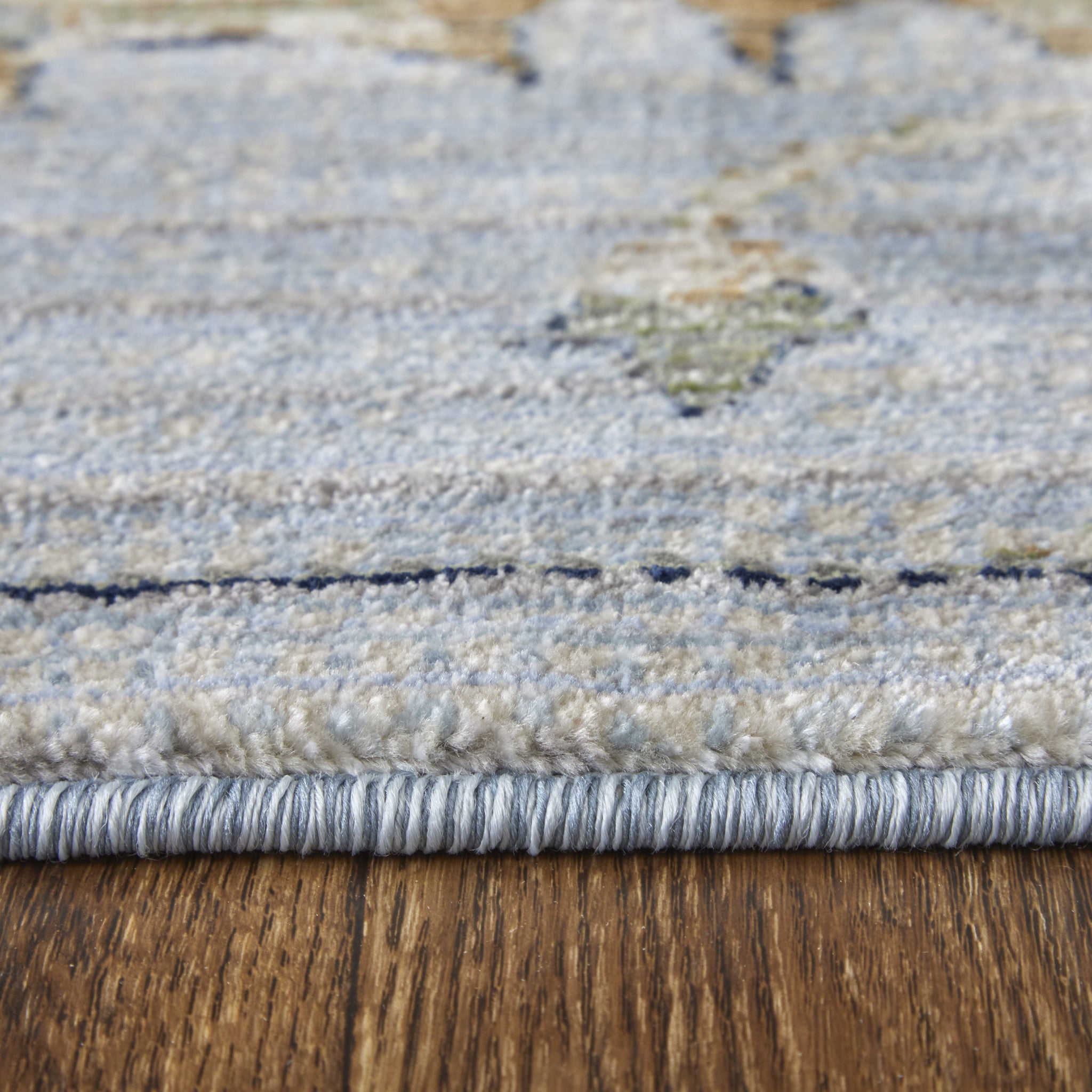 Stylish Gray, Blue and Green Floral Power Loom Area Rug - Stain Resistant, Ideal for Kids and Pets, 90x60 Inches