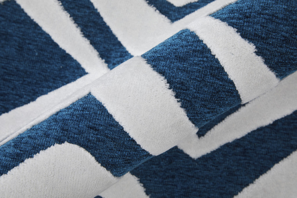 Stylish Blue and White Geometric Rectangle Area Rug for Comfortable Home Spaces
