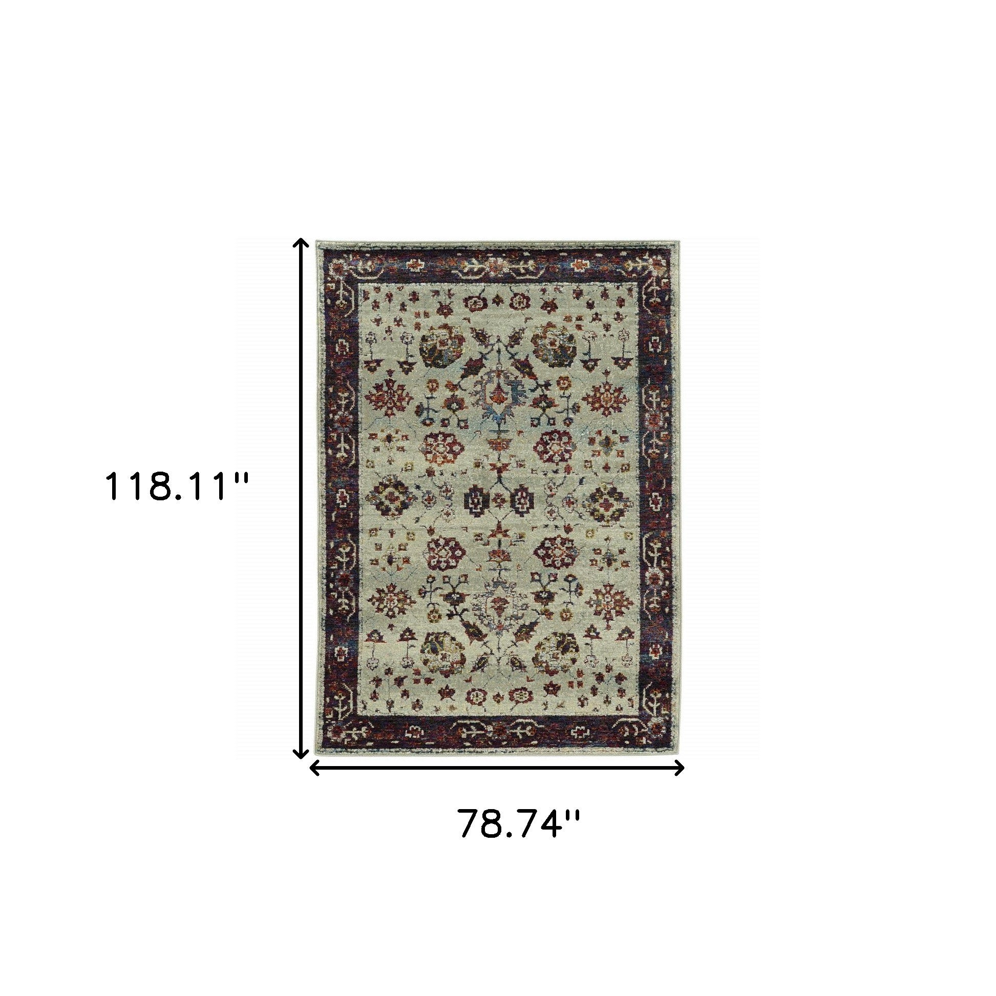 Stain-Resistant Elegant Red and Ivory Oriental Area Rug for Homes with Kids & Pets