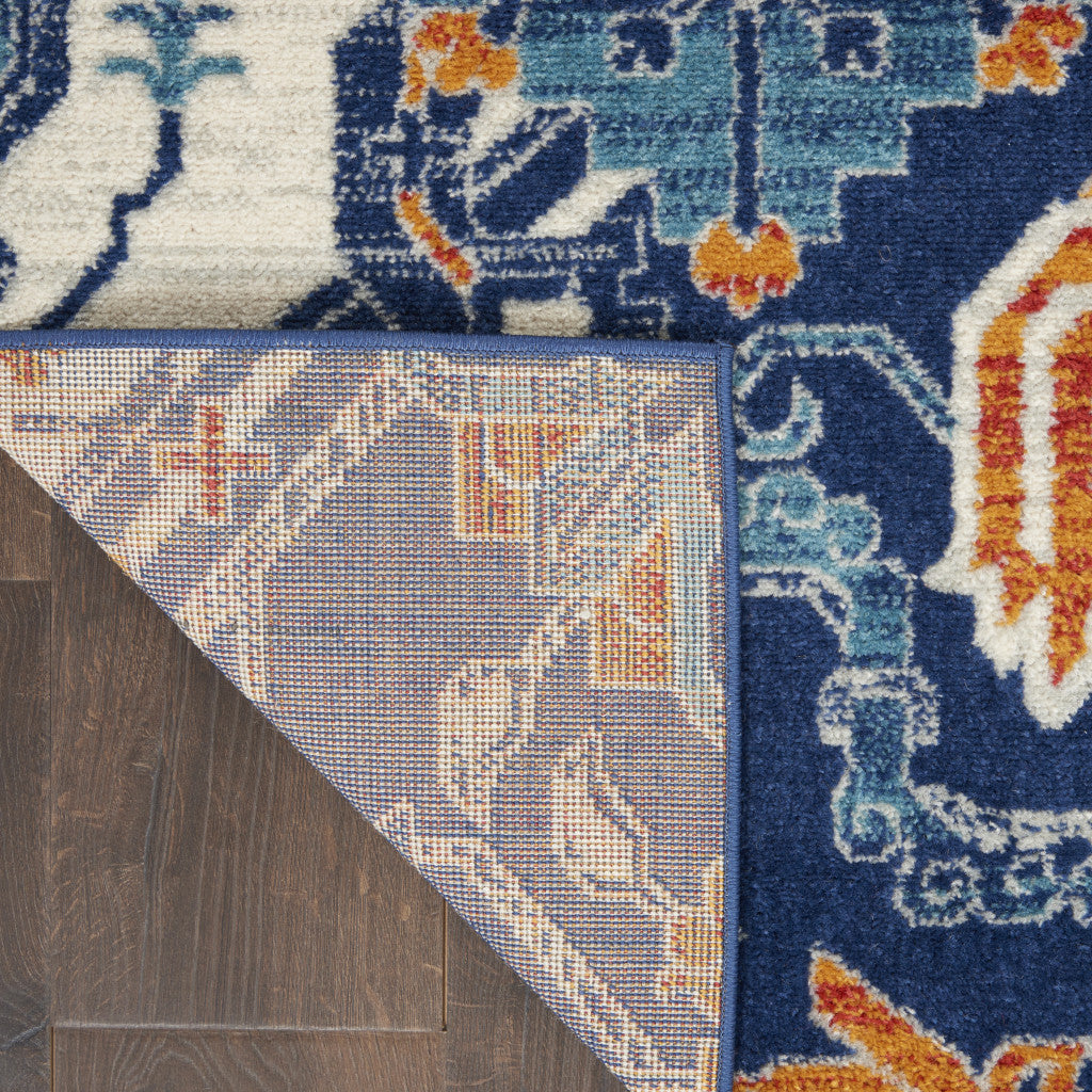 Stylish and Elegant Blue and Ivory Floral Power Loom Area Rug for Your Beautiful Living Space