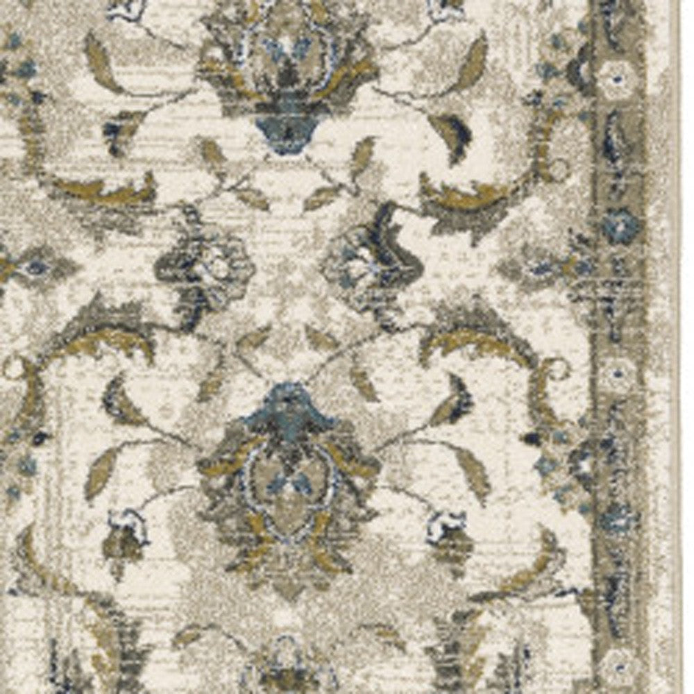 Stain-Resistant Elegant Oriental-Style Runner Rug in Charcoal Blue, Rust, Beige, Gold, and Grey for Creating Cozy Living Spaces