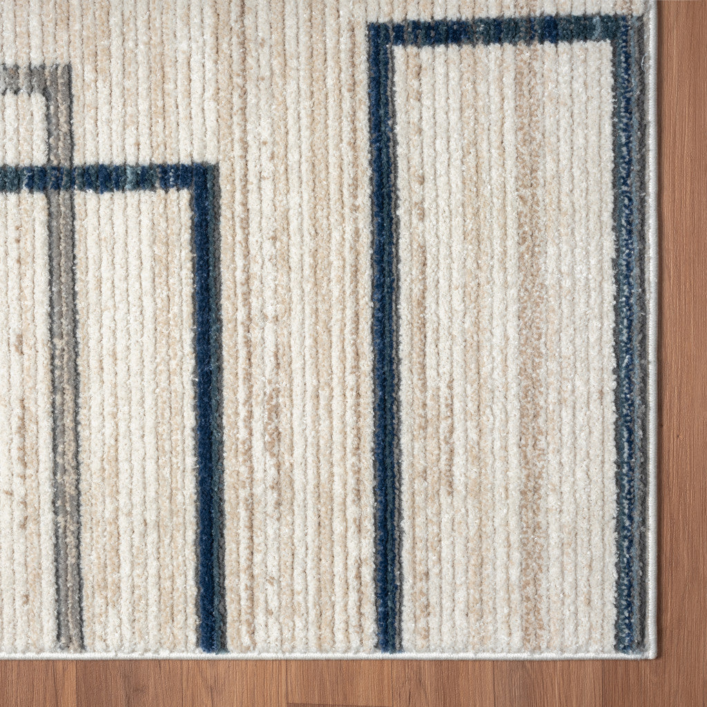 Exquisite Ivory Geometric Design Area Rug - Instantly Transform Your Living Space with Style, Warmth and Elegance Today!