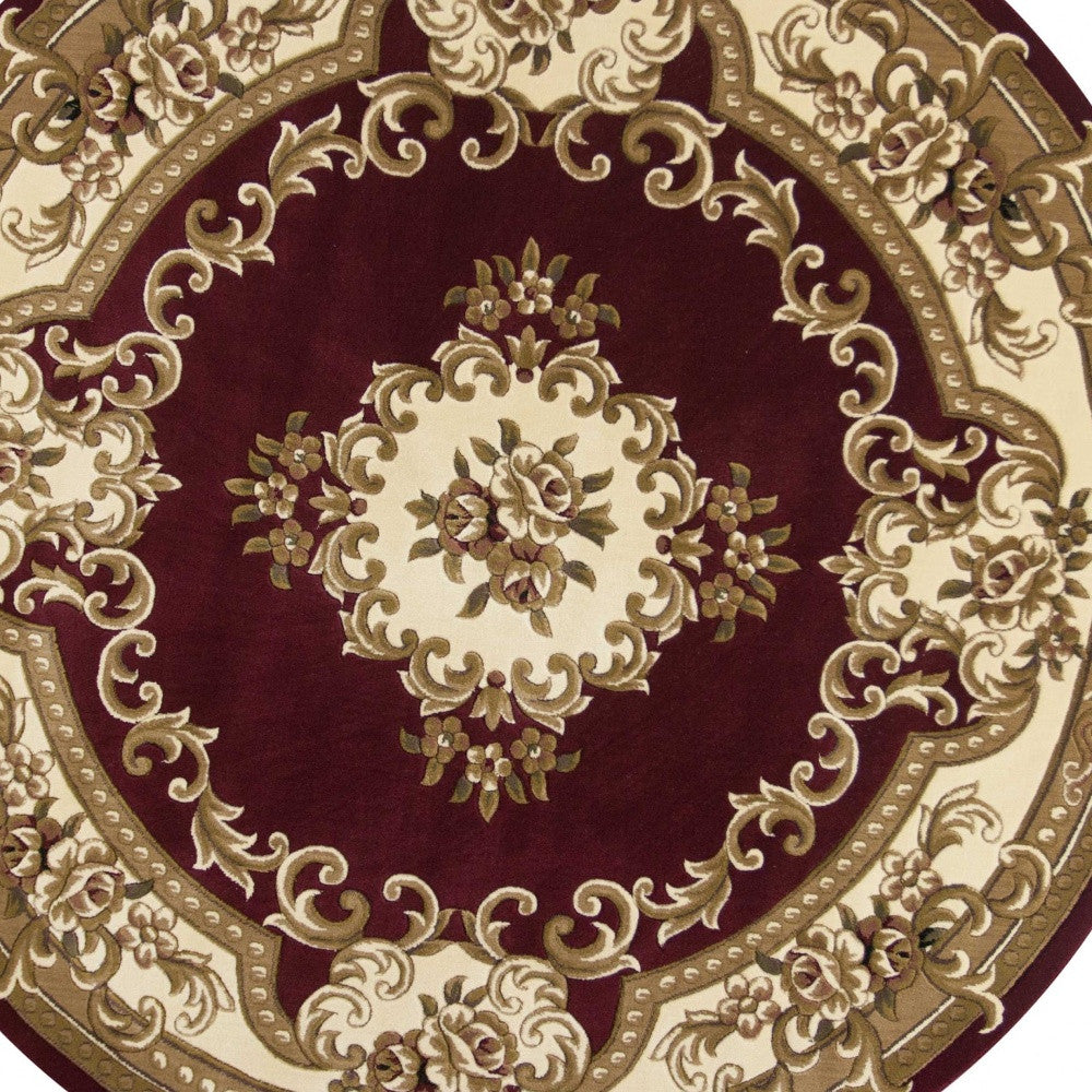 Exquisite Victorian-Style Red and Ivory Floral Area Rug for Refined Living Spaces