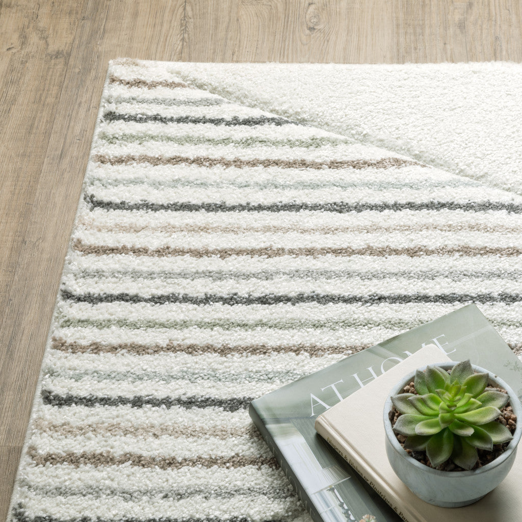 Stain-Resistant Geometric Power Loom Area Rug in Brown and Ivory for Home Decor