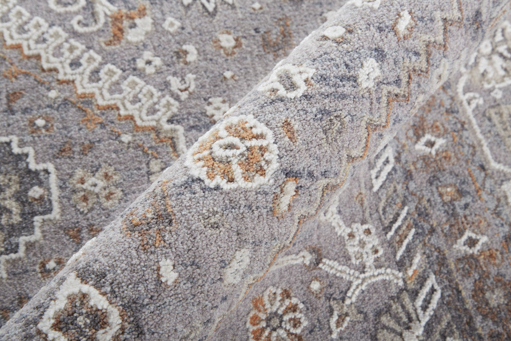 Stain-Resistant Gray, Orange & Ivory Floral Power Loom Area Rug for Elegant Home Decor