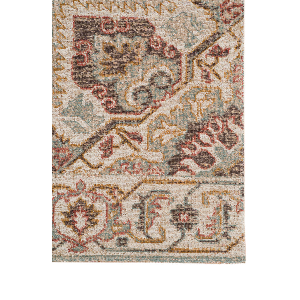 Stylish Stain-Resistant Power Loom Area Rug in Elegant Beige and Rust Medallion Design for Decorating Your Living Spaces