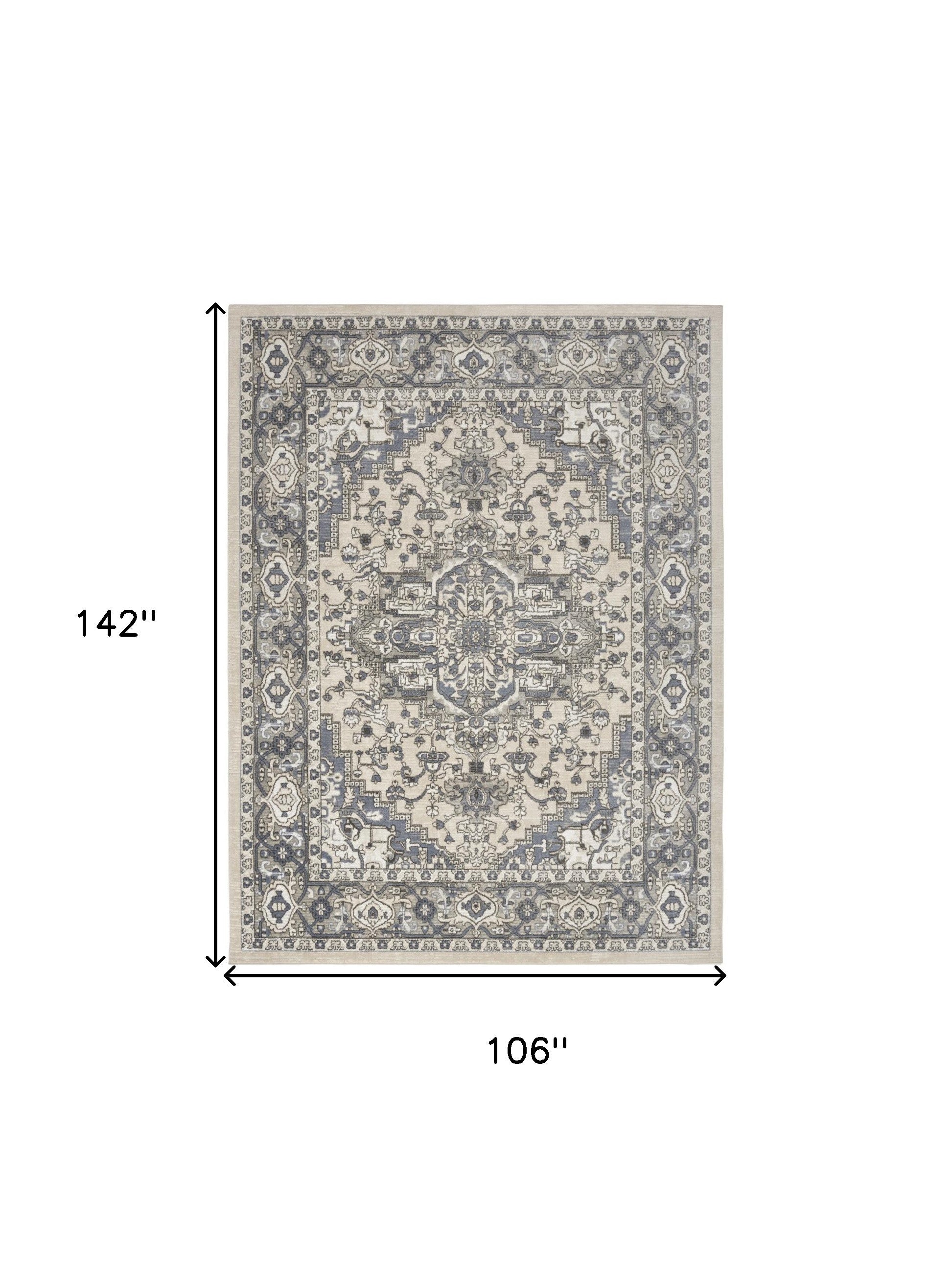 Exquisite Cream Floral Design Power Loomed Area Rug - Ideal 9' x 12' Carpet for Timeless and Elegant Home Decor