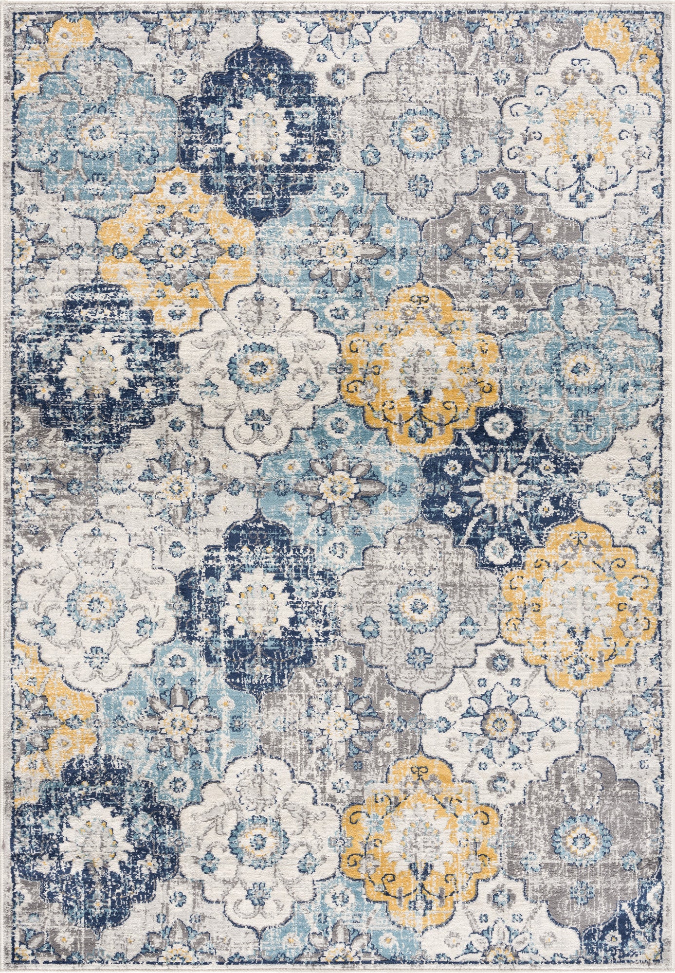 Stylish Blue and Yellow Floral Runner Rug to Gracefully Enliven Your Living Area