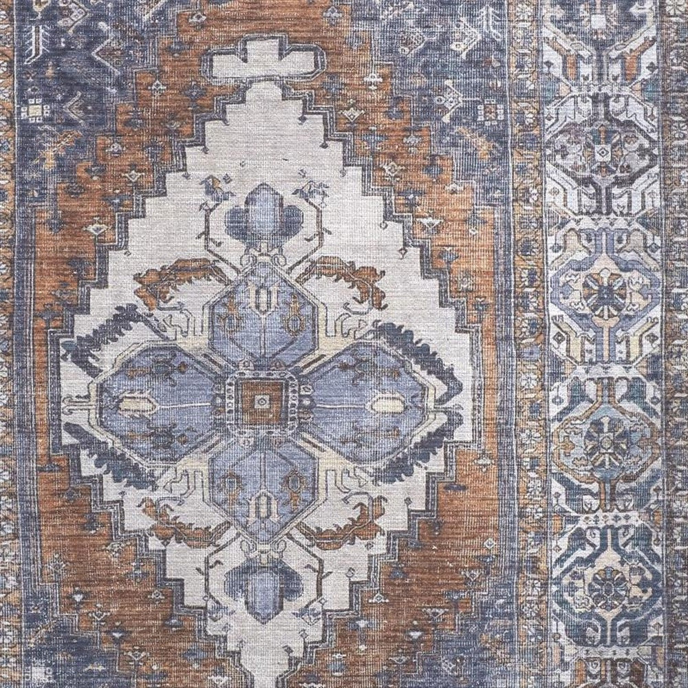 Exquisite Blue, Ivory, and Brown Floral Area Rug for Opulent Living Space Decoration