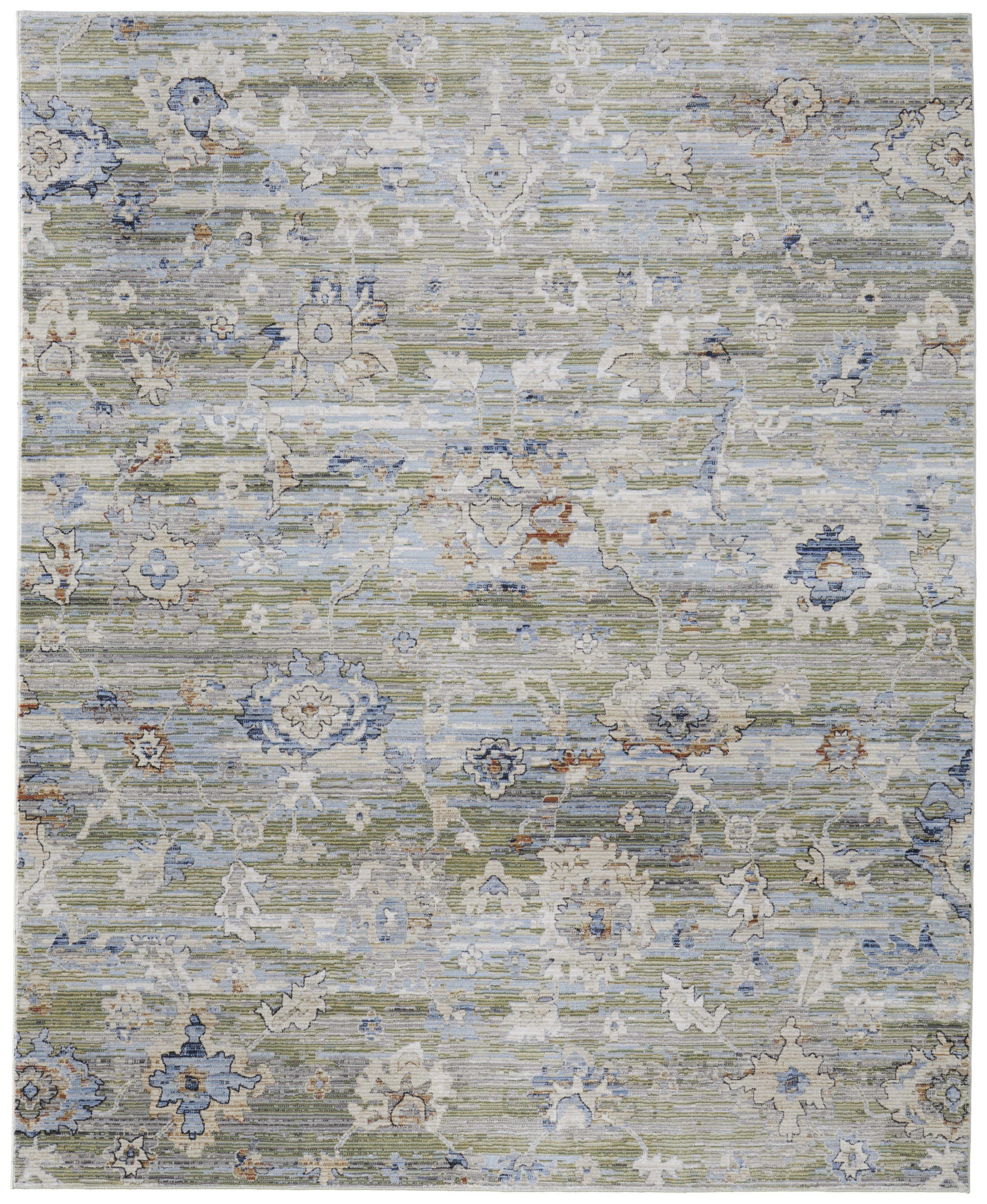 Stain-Resistant Floral Power Loom Area Rug with Worn Faded Design for Stylish Home Decor