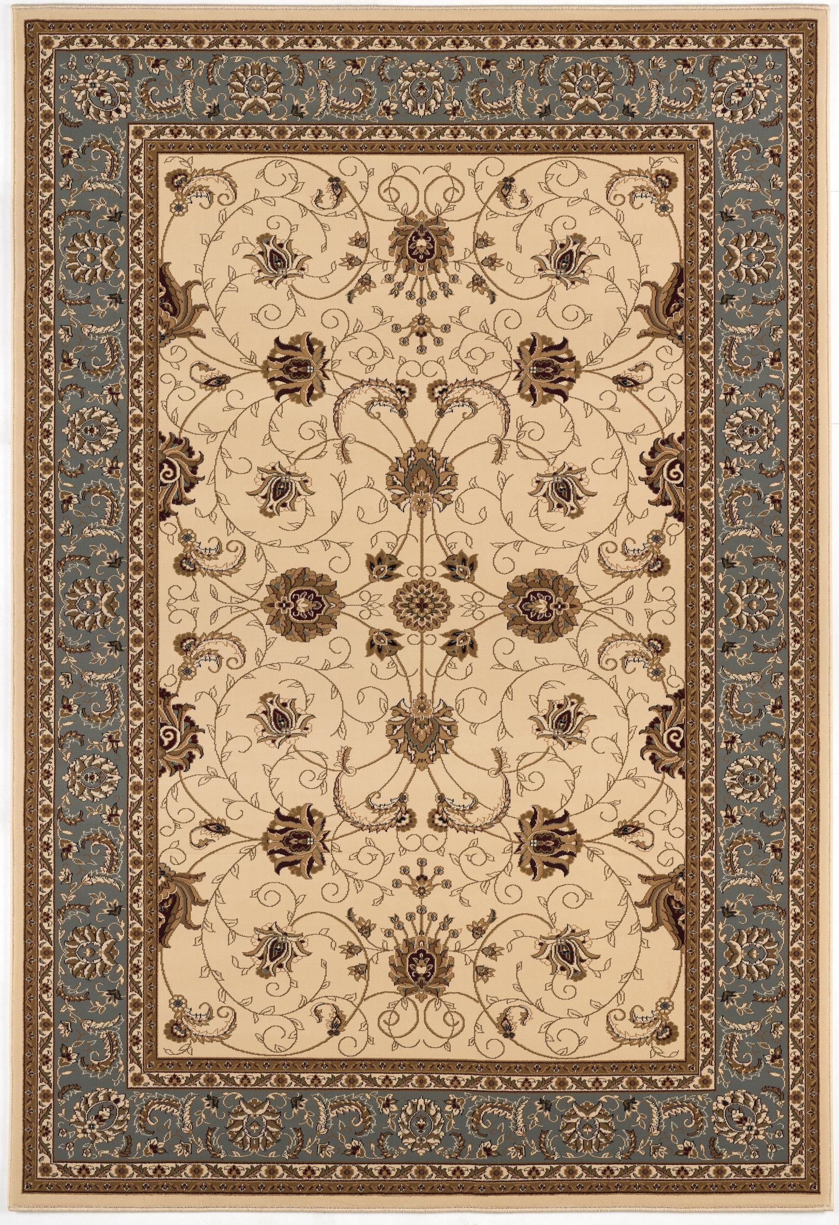 Stylish Blue and Ivory Oriental Power Loom Runner Rug for Warm Home Decor
