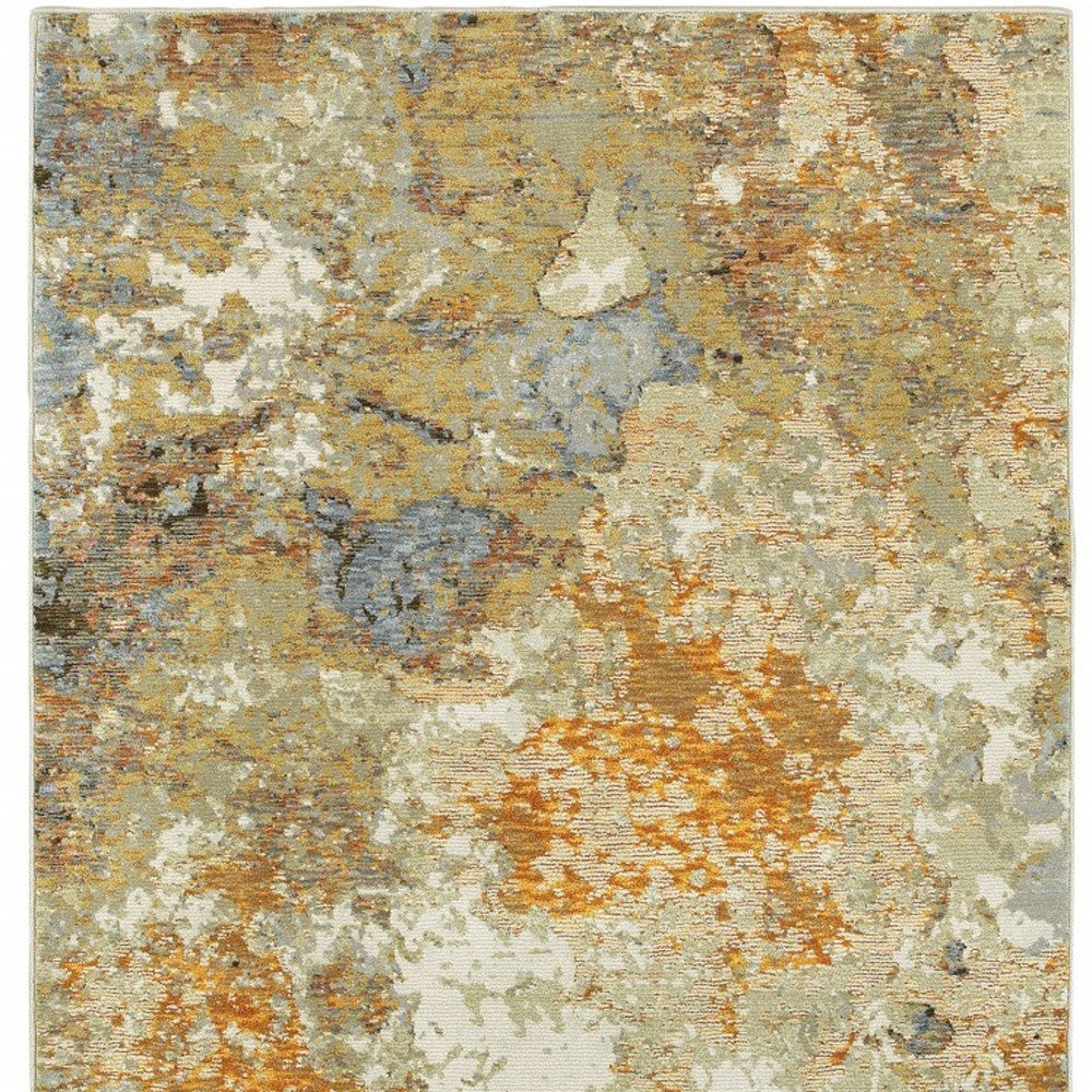Exquisite Gold and Ivory Rectangular Power Loom Area Rug for Home Decor - Comfortable, Durable, and Contemporary in Design
