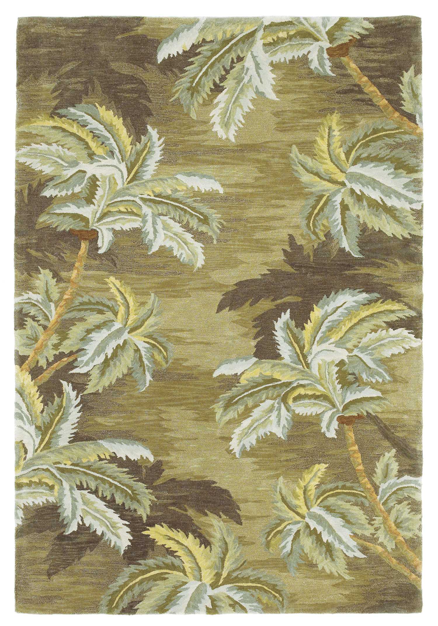 Modern Elegant Hand-Tufted Wool Area Rug with Moss Palm Trees for Home Decor