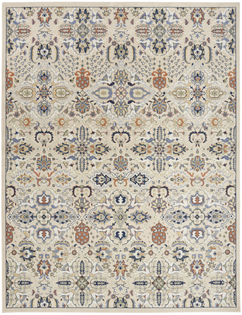 Luxurious 9' x 12' Green and Ivory Floral Power Loom Area Rug for Elegant Home Decor