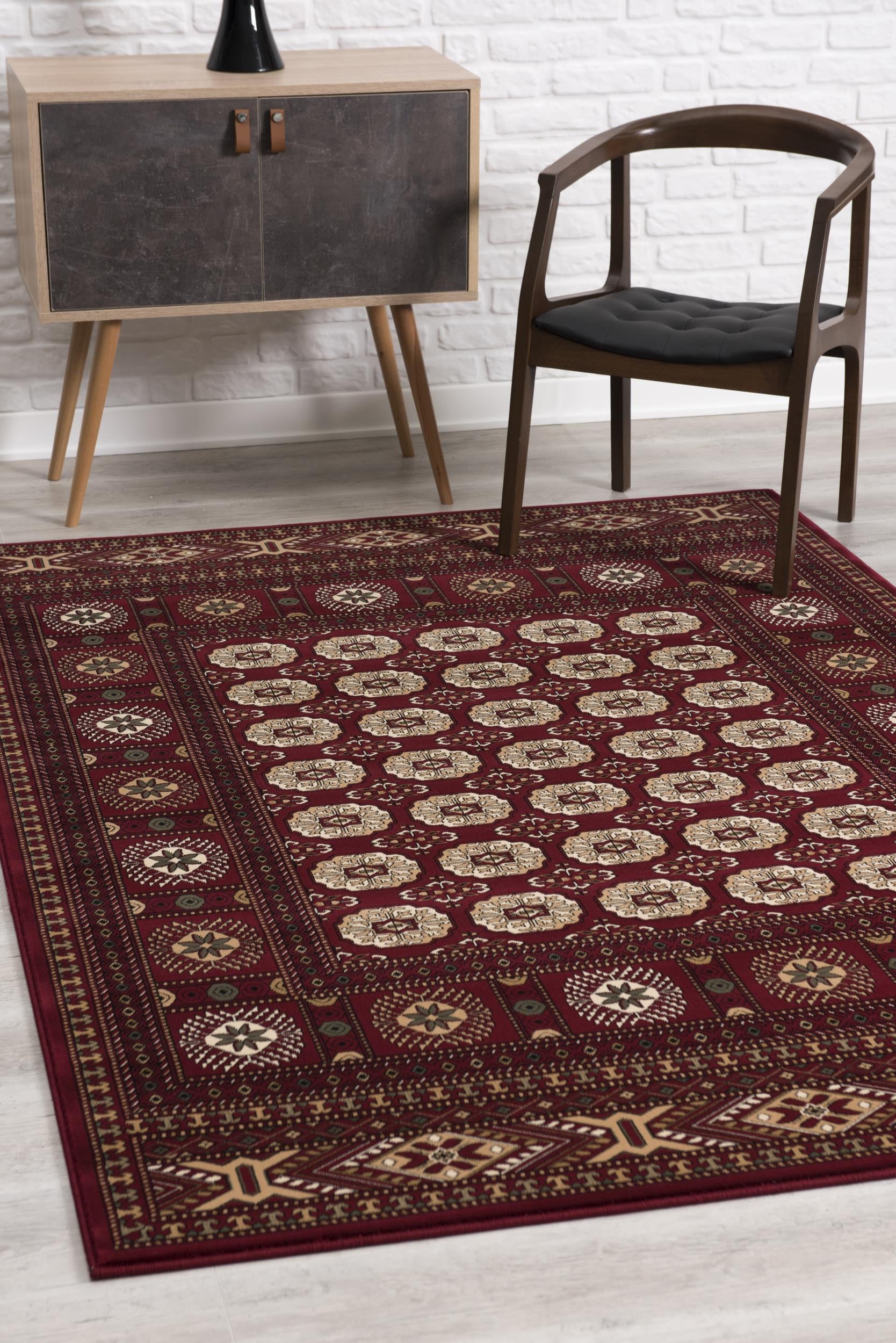 Stylish Red and Ivory Floral Medallion Power - Loomed Runner Rug for Home Décor