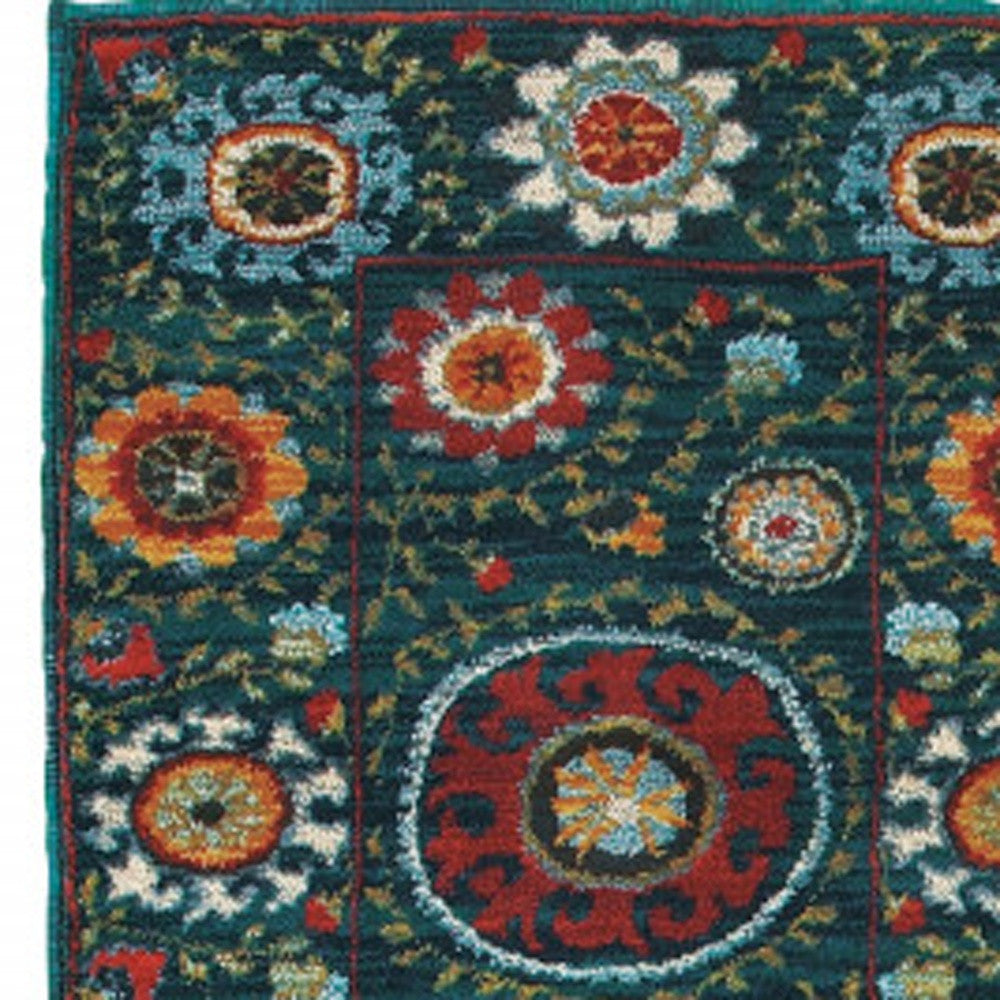 Stain-Resistant, Colorful Floral Power Loom Area Runner Rug Ideal for Kid and Pet-Friendly Spaces