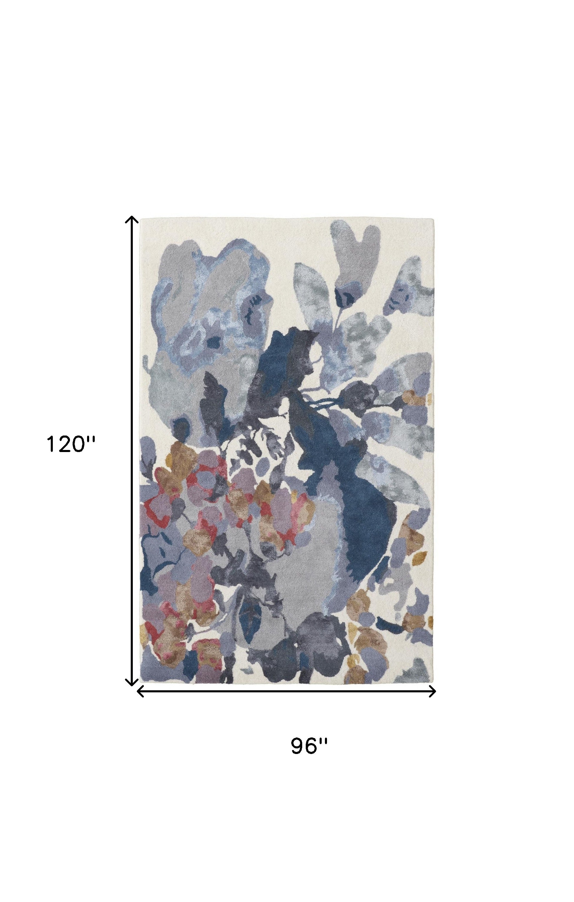 Stylish Blue Gray and Pink Floral Hand-Tufted Wool Area Rug for Comfortable Home Decor