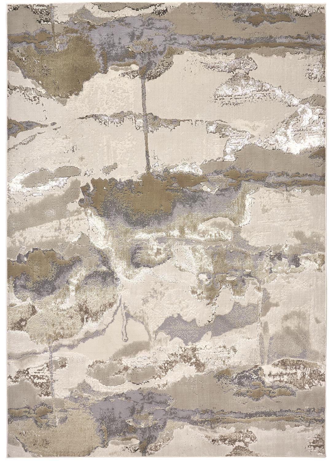 Exquisite Abstract Power Loom Area Rug in Ivory, Brown, and Gray - Stain - Resistant Design Perfect for Family Homes with Kids and Pets