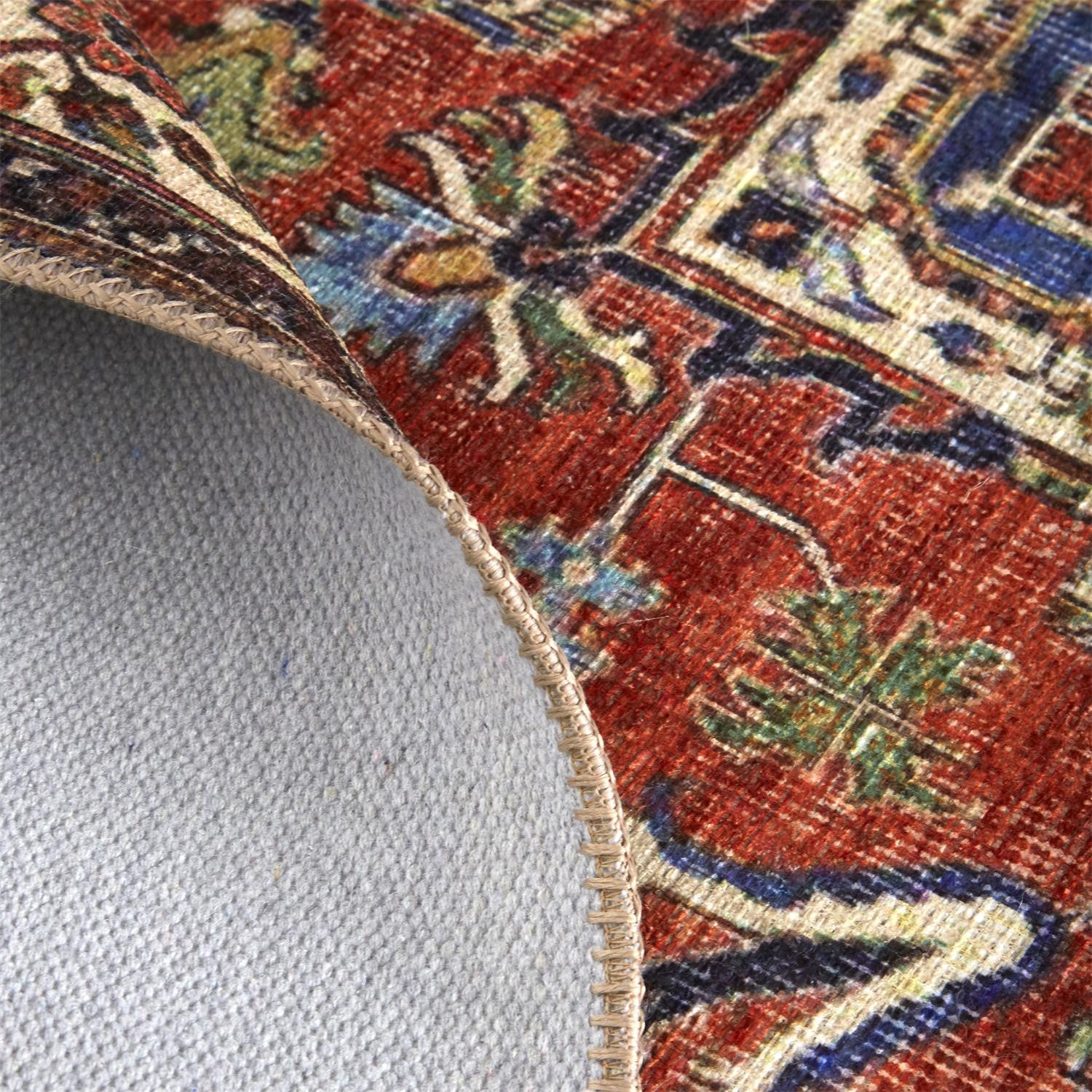 Stylish Blue, Red & Ivory Floral Area Rug for Cozy and Elegant Rooms