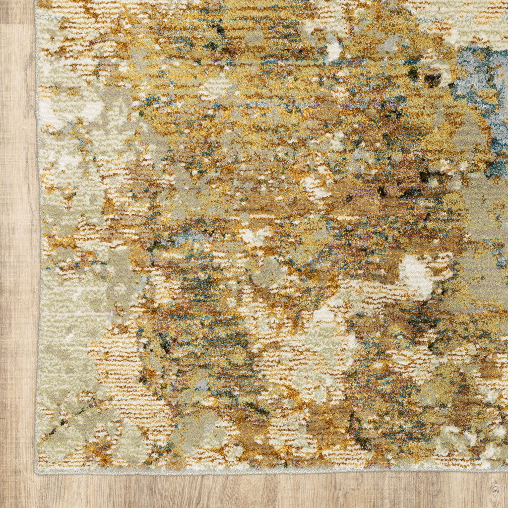 Exquisite Gold and Ivory Rectangular Power Loom Area Rug for Home Decor - Comfortable, Durable, and Contemporary in Design