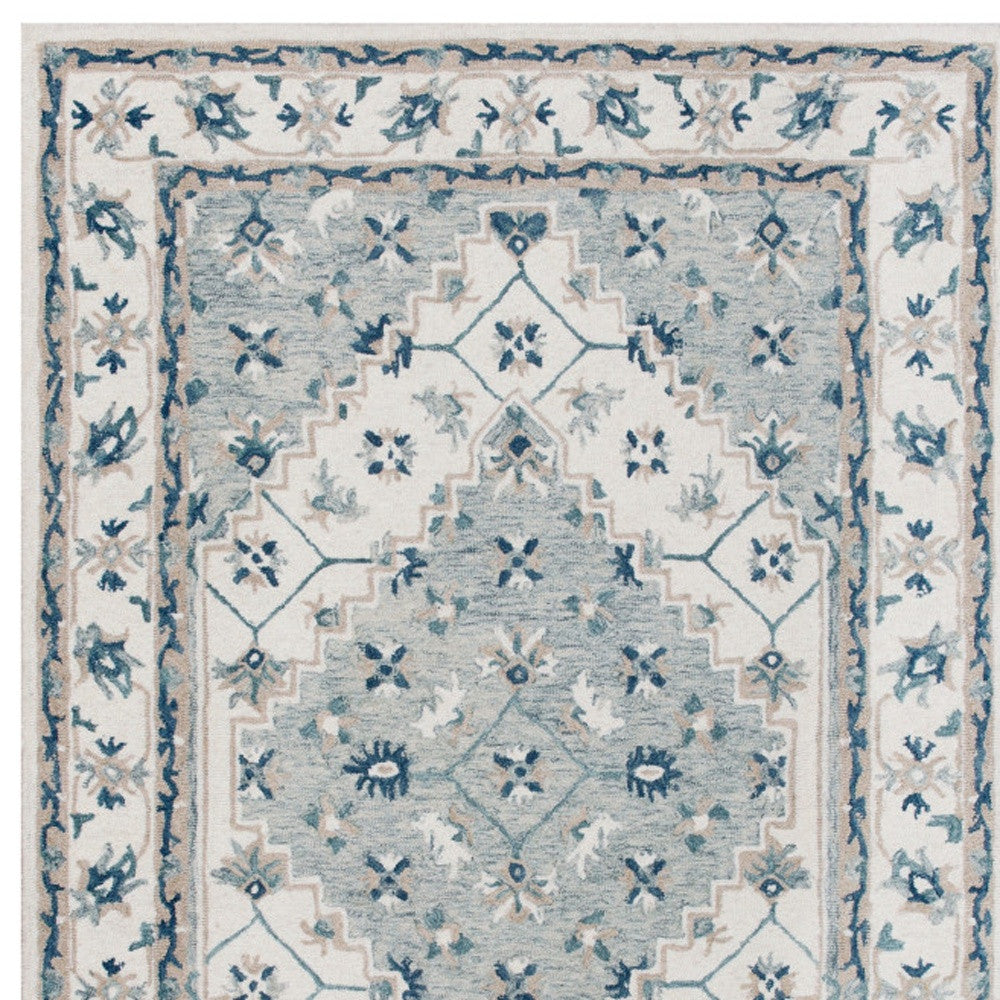 Blue and Ivory Hand-Tufted Floral Area Rug for Elegant and Comfortable Spaces
