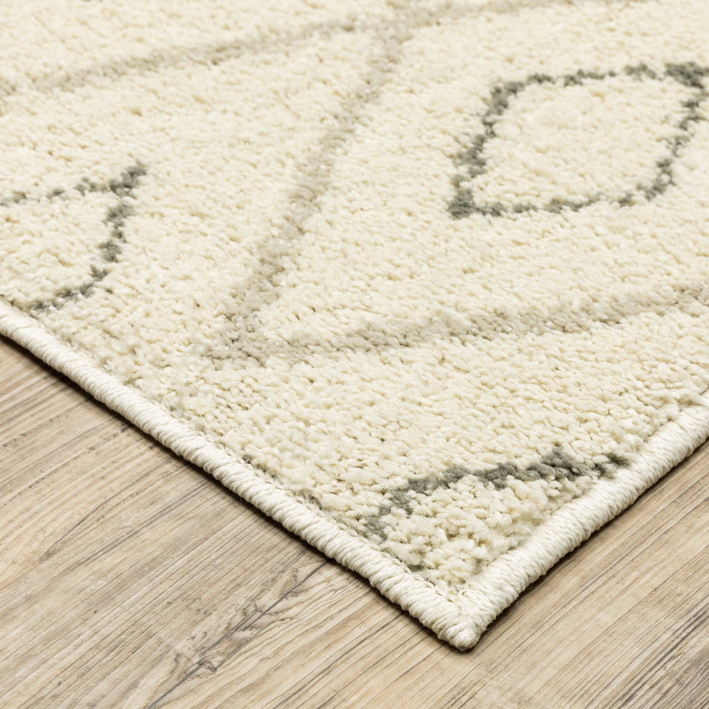 Stylish Sand Ash Grey & Ivory Geometric Stain-Resistant Area Rug Runner