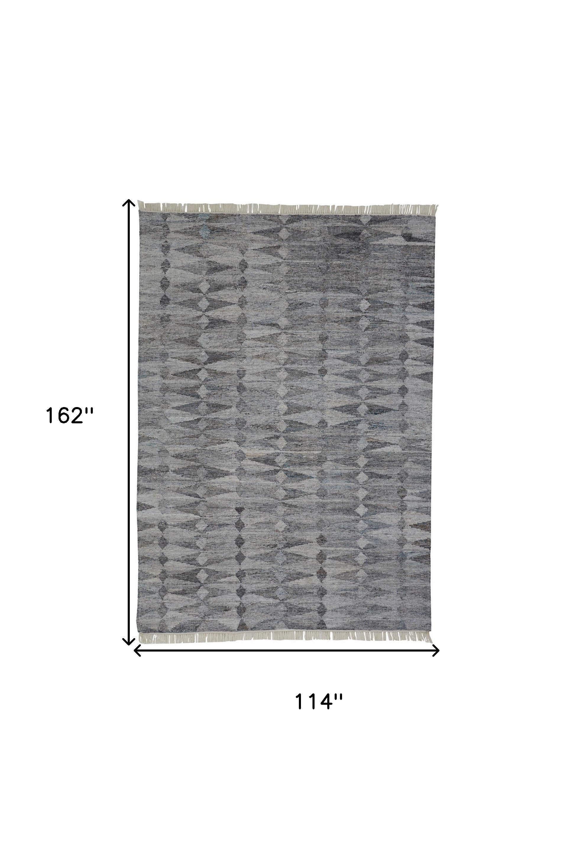 Stylish and Stain-Resistant Geometric Hand-Woven Area Rug with Fringe - Artisan-Crafted Floor Covering
